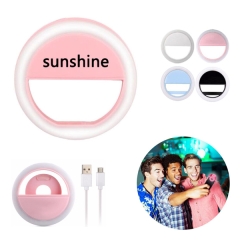 Ring light selfie LED camera lens with rechargeable battery
