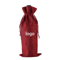 Linen Wine Bottle Bags With Drawstring
