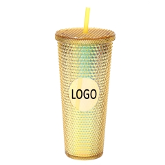 Double Wall Studded Tumbler with Lid and Straw