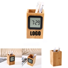 Creative Wooden Clock Pen Holder