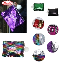 Reversible Glittery Sequins Zippered Coin Pouch