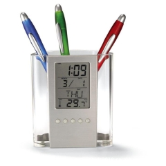 Digital Clock with Pen Container