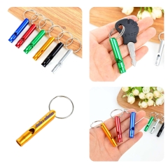 Hiking Camping Survival Aluminum Whistle with Key Ring-RZCF005
