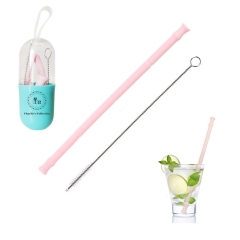 FDA Approved Collapsible Silicone Straws Set