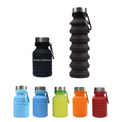 18 Oz Collapsible BPA Free Silicone Water Bottle