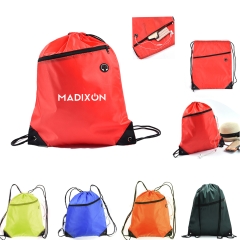 Drawstring Backpack With Front Zippered Compartment