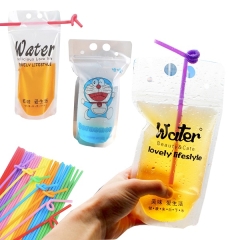 Clear Drink Or Wine Pouches Bags With Straw