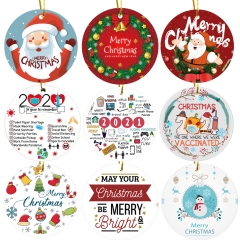 3" Ceramic Circle Christmas Ornament