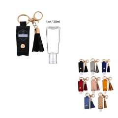 1 Oz.Leather Hand Sanitizer Containers Key Ring