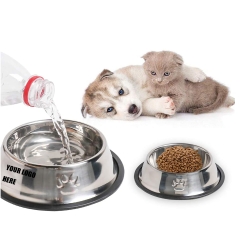 Stainless Steel Pet Bowl With Rubber Base