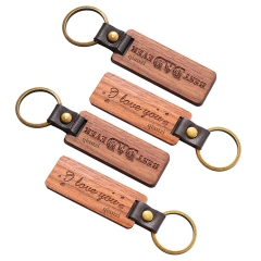 Luxury EngravedcWooden Leather Key Chain